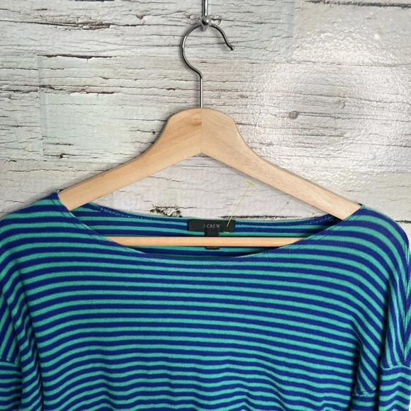 J crew blue green striped long sleeve size xs - Picture 5 of 7